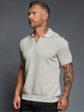 Weston Jon Boucher Avalon Textured Polo XL Bone NWT